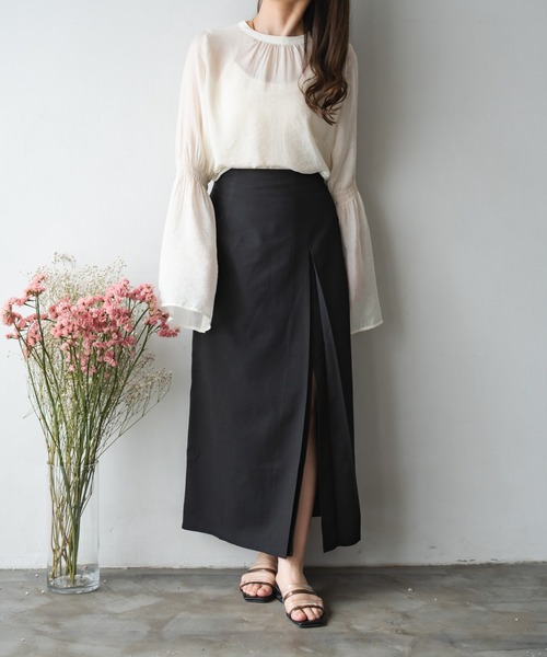 Ambre Ciel（アンブルシエル）の「シアーフレアスリーブブラウス／【WEB/EC限定商品】（シャツ/ブラウス・レディース・ブラック/アイボリー/モカ・FREE）」の7枚目の写真