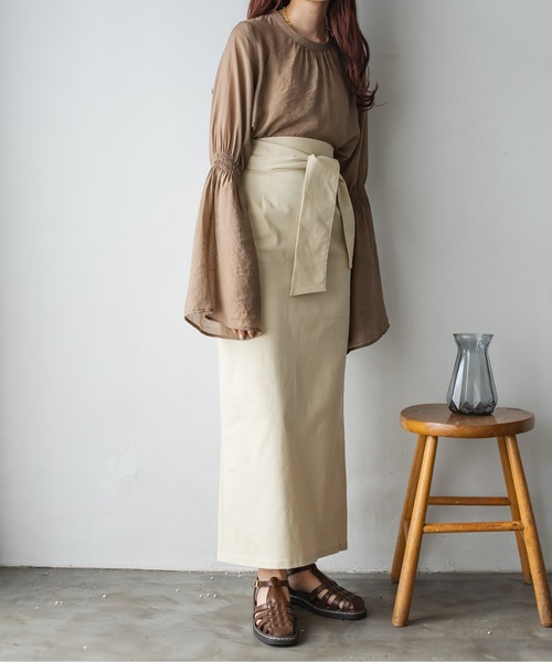 Ambre Ciel（アンブルシエル）の「シアーフレアスリーブブラウス／【WEB/EC限定商品】（シャツ/ブラウス・レディース・ブラック/アイボリー/モカ・FREE）」の18枚目の写真