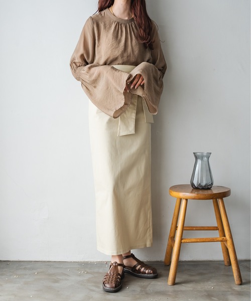 Ambre Ciel（アンブルシエル）の「シアーフレアスリーブブラウス／【WEB/EC限定商品】（シャツ/ブラウス・レディース・ブラック/アイボリー/モカ・FREE）」の19枚目の写真