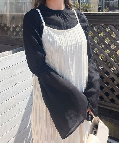 Ambre Ciel（アンブルシエル）の「シアーフレアスリーブブラウス／【WEB/EC限定商品】（シャツ/ブラウス・レディース・ブラック/アイボリー/モカ・FREE）」の21枚目の写真