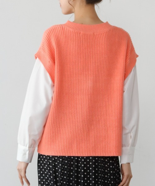 M.deux（エムドゥ）の「◎レイヤード風2wayニット◎（ニット/セーター・レディース・ピンク/オフホワイト・MEDIUM）」の11枚目の写真