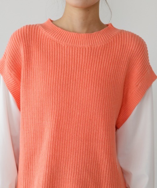 M.deux（エムドゥ）の「◎レイヤード風2wayニット◎（ニット/セーター・レディース・ピンク/オフホワイト・MEDIUM）」の12枚目の写真