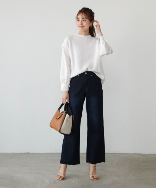 M.deux（エムドゥ）の「◎レイヤード風2wayニット◎（ニット/セーター・レディース・ピンク/オフホワイト・MEDIUM）」の7枚目の写真