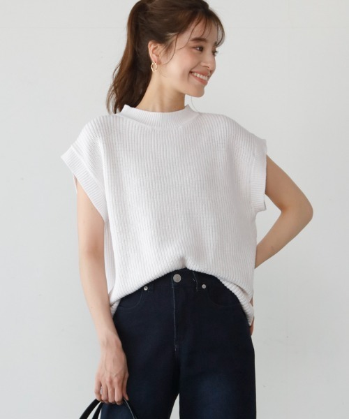 M.deux（エムドゥ）の「◎レイヤード風2wayニット◎（ニット/セーター・レディース・ピンク/オフホワイト・MEDIUM）」の4枚目の写真