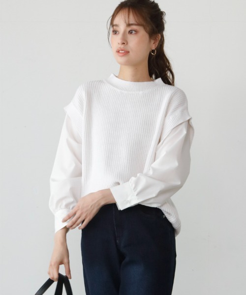 M.deux（エムドゥ）の「◎レイヤード風2wayニット◎（ニット/セーター・レディース・ピンク/オフホワイト・MEDIUM）」の20枚目の写真