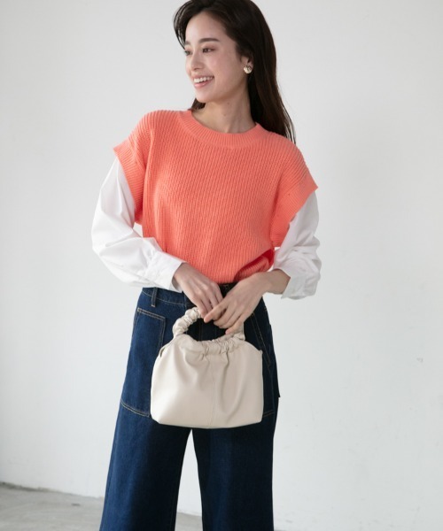 M.deux（エムドゥ）の「◎レイヤード風2wayニット◎（ニット/セーター・レディース・ピンク/オフホワイト・MEDIUM）」の22枚目の写真