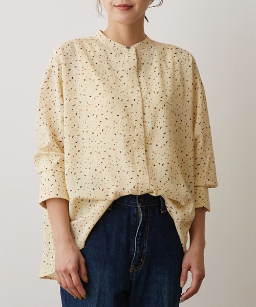 OWLSPALE（オールズペール）の「プリントバンドカラーブラウス（シャツ/ブラウス・レディース・グリーン/イエロー/ブラック・FREE）」の3枚目の写真