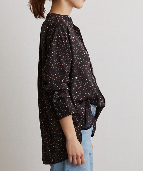 OWLSPALE（オールズペール）の「プリントバンドカラーブラウス（シャツ/ブラウス・レディース・グリーン/イエロー/ブラック・FREE）」の4枚目の写真