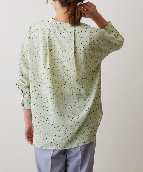 OWLSPALE（オールズペール）の「プリントバンドカラーブラウス（シャツ/ブラウス・レディース・グリーン/イエロー/ブラック・FREE）」の8枚目の写真