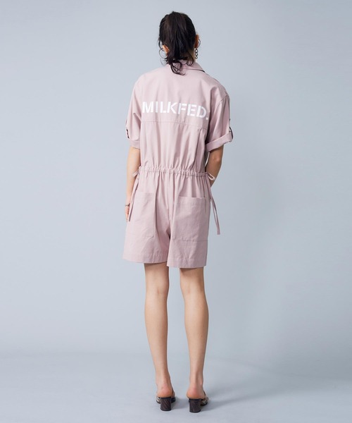 MILKFED.（ミルクフェド）の「SHORT ALL IN ONE（つなぎ/オールインワン・レディース・ライトピンク/ネイビー/ベージュ・ONE SIZE）」の6枚目の写真