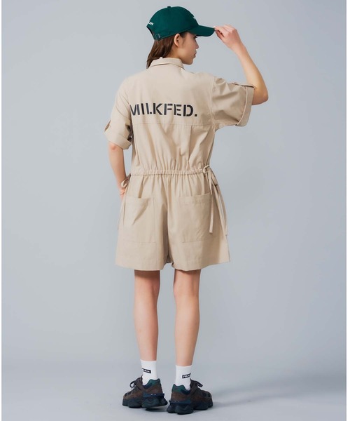 MILKFED.（ミルクフェド）の「SHORT ALL IN ONE（つなぎ/オールインワン・レディース・ライトピンク/ネイビー/ベージュ・ONE SIZE）」の11枚目の写真