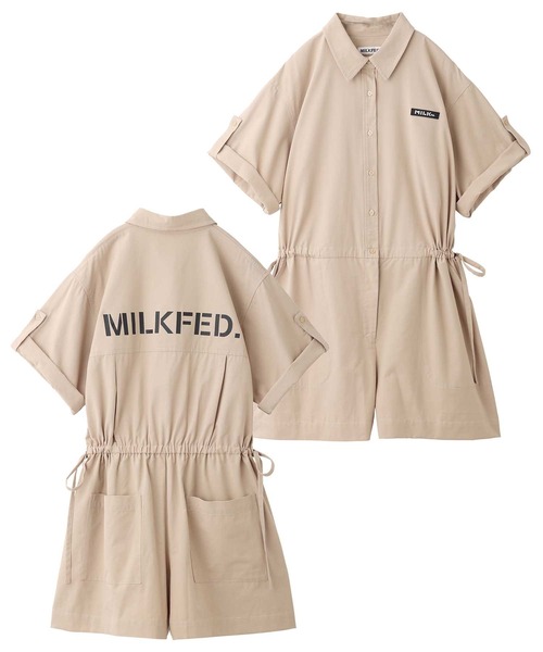 MILKFED.（ミルクフェド）の「SHORT ALL IN ONE（つなぎ/オールインワン・レディース・ライトピンク/ネイビー/ベージュ・ONE SIZE）」の5枚目の写真