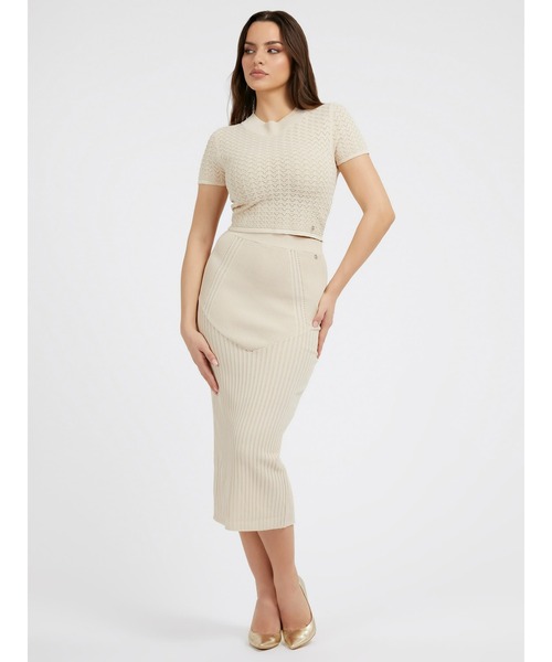 Guess(ゲス)の「Slit Back Julie Skirt(スカート・レディース・ブラック/クリーム・MEDIUM/X-SMALL/SMALL)」の7枚目の写真