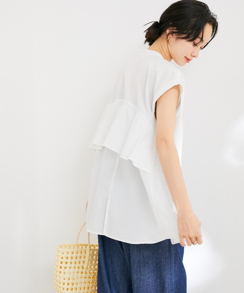 VIS(ビス)の「バックフリルノースリーブブラウス(シャツ/ブラウス・レディース・ブラック系その他/ブルー系その他5/ホワイト/ネイビー・FREE)」の14枚目の写真