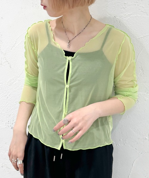 apres jour mignon（アプレジュールミニョン）の「２WAYシアートップス【ZOZOTOWN限定アイテム】（シャツ/ブラウス・レディース・グリーン/ブラック/ブルー/ピンク・X-LARGE/フリー）」の15枚目の写真
