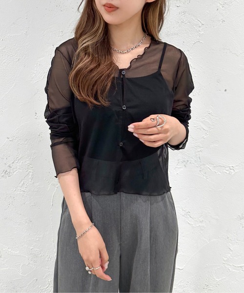 apres jour mignon（アプレジュールミニョン）の「２WAYシアートップス【ZOZOTOWN限定アイテム】（シャツ/ブラウス・レディース・グリーン/ブラック/ブルー/ピンク・X-LARGE/フリー）」の7枚目の写真