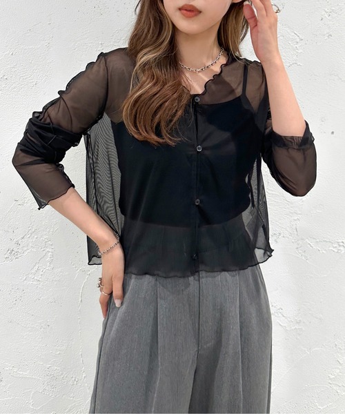 apres jour mignon（アプレジュールミニョン）の「２WAYシアートップス【ZOZOTOWN限定アイテム】（シャツ/ブラウス・レディース・グリーン/ブラック/ブルー/ピンク・X-LARGE/フリー）」の9枚目の写真