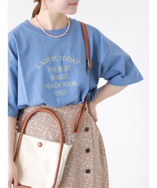 ehka sopo（エヘカソポ）の「ロゴ刺繍Tシャツ（Tシャツ/カットソー・レディース・ブラック/サックスブルー/オフホワイト・F）」の14枚目の写真