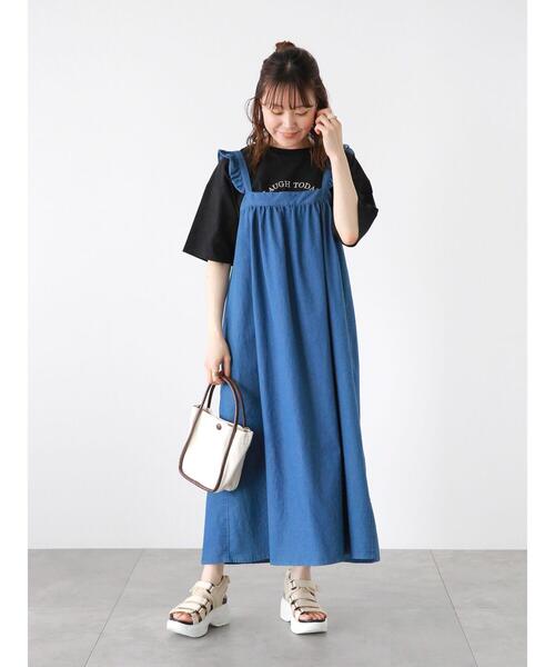 ehka sopo（エヘカソポ）の「ロゴ刺繍Tシャツ（Tシャツ/カットソー・レディース・ブラック/サックスブルー/オフホワイト・F）」の8枚目の写真