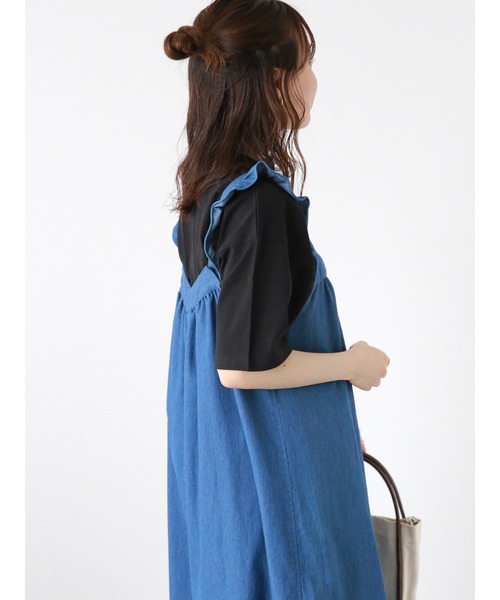 ehka sopo（エヘカソポ）の「ロゴ刺繍Tシャツ（Tシャツ/カットソー・レディース・ブラック/サックスブルー/オフホワイト・F）」の13枚目の写真