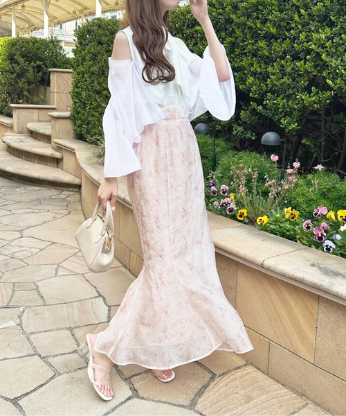 Debut de Fiore ロングスカート　茶色　花柄 Debut de Fiore フラワーシアースカート デビュードフィオレ