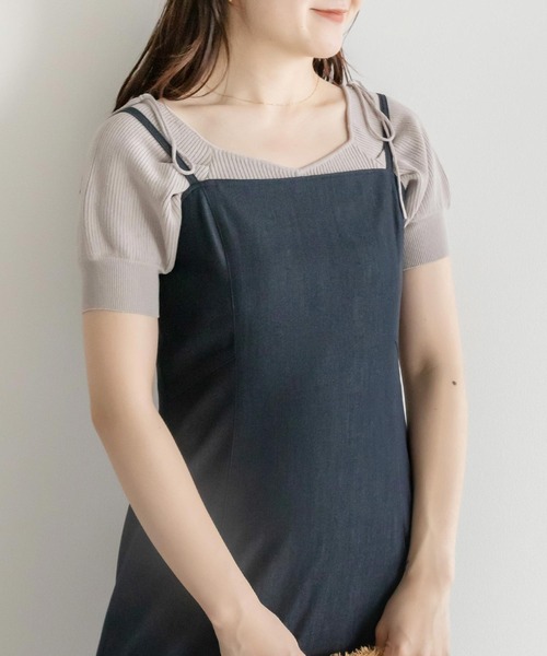 RANDA(ランダ)の「肩リボンボリュームスリーブマルチWAYニット(ニット/セーター・レディース・ベージュ/ピンク/グレイッシュベージュ・FREE)」の2枚目の写真