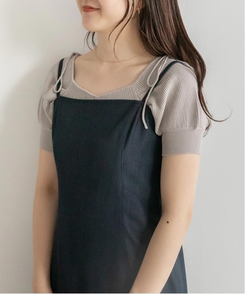 RANDA(ランダ)の「肩リボンボリュームスリーブマルチWAYニット(ニット/セーター・レディース・ベージュ/ピンク/グレイッシュベージュ・FREE)」の17枚目の写真