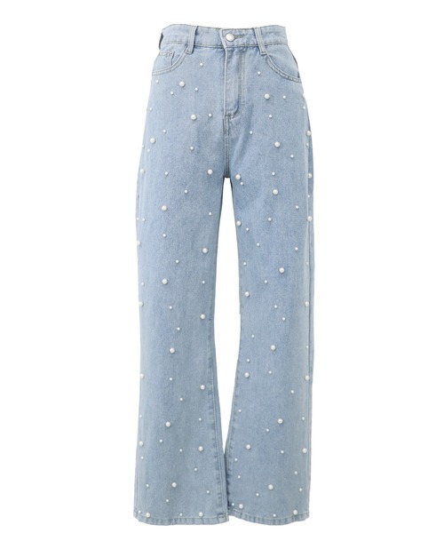 BLUEEAST（ブルーイースト）の「パール付きハイウエストデニムパンツ（デニムパンツ・レディース・ネイビー/ブルー/ブルー系/ブラック/ライトブルー・SMALL/MEDIUM/LARGE）」の15枚目の写真