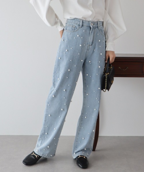 BLUEEAST（ブルーイースト）の「パール付きハイウエストデニムパンツ（デニムパンツ・レディース・ネイビー/ブルー/ブルー系/ブラック/ライトブルー・SMALL/MEDIUM/LARGE）」の22枚目の写真