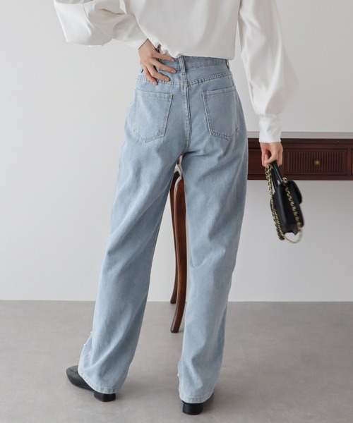 BLUEEAST（ブルーイースト）の「パール付きハイウエストデニムパンツ（デニムパンツ・レディース・ネイビー/ブルー/ブルー系/ブラック/ライトブルー・SMALL/MEDIUM/LARGE）」の20枚目の写真