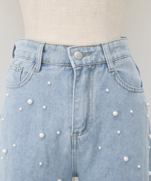BLUEEAST（ブルーイースト）の「パール付きハイウエストデニムパンツ（デニムパンツ・レディース・ネイビー/ブルー/ブルー系/ブラック/ライトブルー・SMALL/MEDIUM/LARGE）」の14枚目の写真