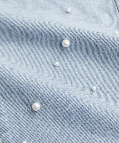 BLUEEAST（ブルーイースト）の「パール付きハイウエストデニムパンツ（デニムパンツ・レディース・ネイビー/ブルー/ブルー系/ブラック/ライトブルー・SMALL/MEDIUM/LARGE）」の10枚目の写真