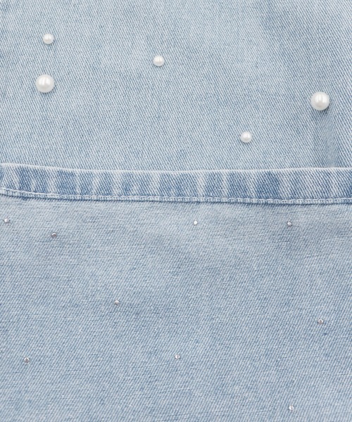 BLUEEAST（ブルーイースト）の「パール付きハイウエストデニムパンツ（デニムパンツ・レディース・ネイビー/ブルー/ブルー系/ブラック/ライトブルー・SMALL/MEDIUM/LARGE）」の9枚目の写真
