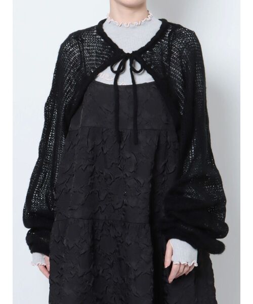 merry jenny（メリージェニー）の「モヘヤライクニットボレロ（カーディガン/ボレロ・レディース・ブラック/ピンク/ベージュ・FREE）」の4枚目の写真