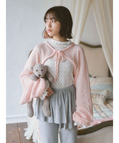 merry jenny（メリージェニー）の「モヘヤライクニットボレロ（カーディガン/ボレロ・レディース・ブラック/ピンク/ベージュ・FREE）」の5枚目の写真