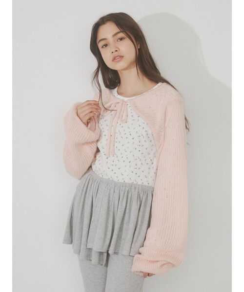 merry jenny（メリージェニー）の「モヘヤライクニットボレロ（カーディガン/ボレロ・レディース・ブラック/ピンク/ベージュ・FREE）」の15枚目の写真