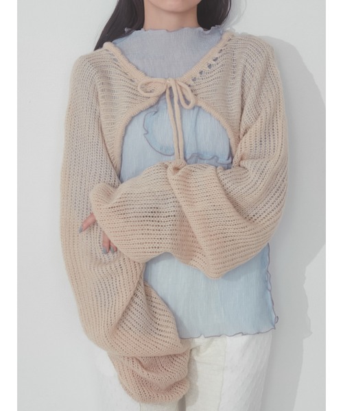 merry jenny（メリージェニー）の「モヘヤライクニットボレロ（カーディガン/ボレロ・レディース・ブラック/ピンク/ベージュ・FREE）」の2枚目の写真