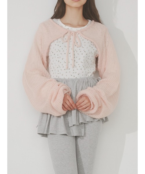 merry jenny（メリージェニー）の「モヘヤライクニットボレロ（カーディガン/ボレロ・レディース・ブラック/ピンク/ベージュ・FREE）」の3枚目の写真