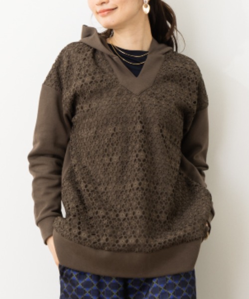 aunt lily（アントリリー）の「ギザ綿混天竺ステッチボートネックプルオーバー（Tシャツ/カットソー・レディース・ダークネイビー/ブルーグリーン/ベージュ・M/S/L/LL/3L）」の16枚目の写真