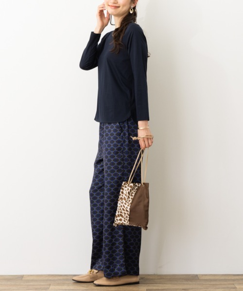 aunt lily（アントリリー）の「ギザ綿混天竺ステッチボートネックプルオーバー（Tシャツ/カットソー・レディース・ダークネイビー/ブルーグリーン/ベージュ・M/S/L/LL/3L）」の17枚目の写真
