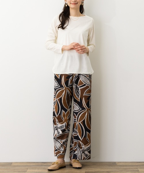 aunt lily（アントリリー）の「ギザ綿混天竺ステッチボートネックプルオーバー（Tシャツ/カットソー・レディース・ダークネイビー/ブルーグリーン/ベージュ・M/S/L/LL/3L）」の4枚目の写真