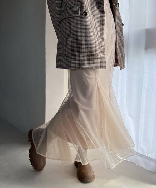 Olu.（オルドット）の「レイヤードチュールロングスカート（スカート・レディース・ブルーグレー/アイボリー・1/0）」の5枚目の写真