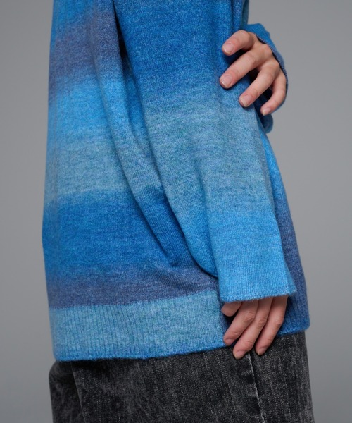カーディガン 2way gradation knit cardigan/２wayグラデーションカーディガン レディース メンズ adree カーディガン 2way gradation knit cardigan/2way