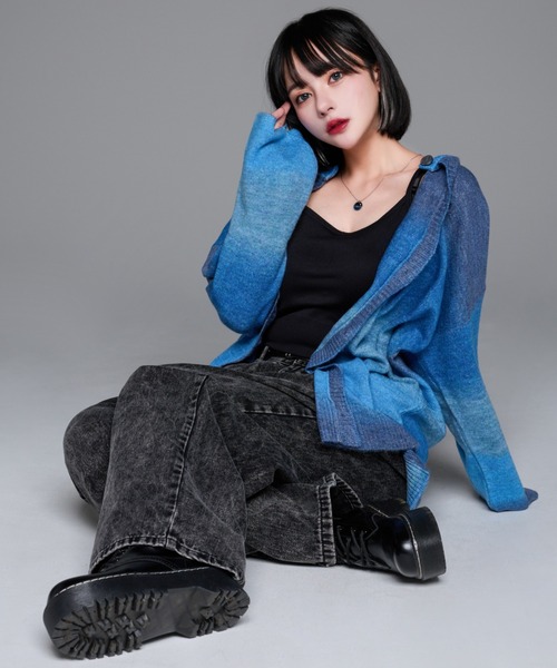 2way gradation knit cardigan/2wayグラデーションカーディガン(カーディガン/ボレロ)|adree(アドリー) 2way gradation knit cardigan/2wayグラデーションカーディガン(カーディガン/ボレロ)|adree(アドリー)