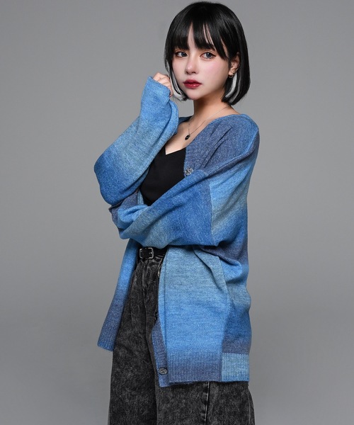 2way gradation knit cardigan/2wayグラデーションカーディガン(カーディガン/ボレロ)|adree(アドリー) 2way gradation knit cardigan/2wayグラデーションカーディガン(カーディガン/ボレロ)|adree(アドリー)