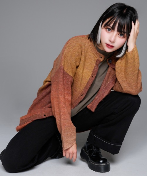 2way gradation knit cardigan/2wayグラデーションカーディガン(カーディガン/ボレロ)|adree(アドリー) 2way gradation knit cardigan/2wayグラデーションカーディガン(カーディガン/ボレロ)|adree(アドリー)