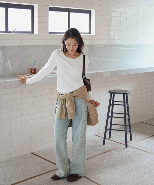 CHAN ME（チャンミ）の「【選べる2丈】ウエストボタンデニムワイドパンツ（デニムパンツ・レディース・インディゴブルー/ブルー/ライトブルー/ブラック/ブラック系その他/ブルー系その他/ブラック系その他2/サックスブルー・X-LARGE/XP/LARGE/LP/MP/SP/MEDIUM/SMALL/SS/X-SMALL）」の15枚目の写真