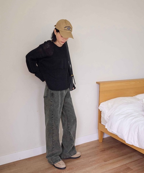 CHAN ME（チャンミ）の「【選べる2丈】ウエストボタンデニムワイドパンツ（デニムパンツ・レディース・インディゴブルー/ブルー/ライトブルー/ブラック/ブラック系その他/ブルー系その他/ブラック系その他2/サックスブルー・X-LARGE/XP/LARGE/LP/MP/SP/MEDIUM/SMALL/SS/X-SMALL）」の11枚目の写真