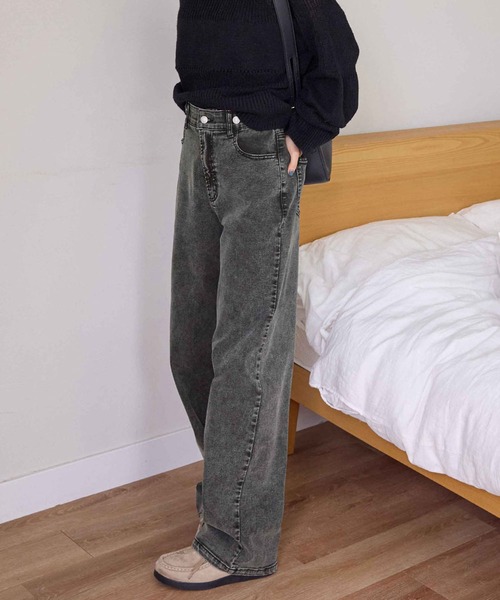 CHAN ME（チャンミ）の「【選べる2丈】ウエストボタンデニムワイドパンツ（デニムパンツ・レディース・インディゴブルー/ブルー/ライトブルー/ブラック/ブラック系その他/ブルー系その他/ブラック系その他2/サックスブルー・X-LARGE/XP/LARGE/LP/MP/SP/MEDIUM/SMALL/SS/X-SMALL）」の13枚目の写真