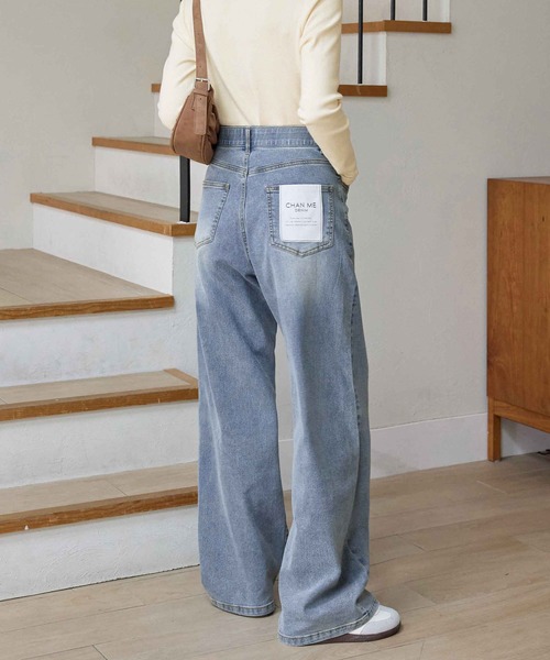 CHAN ME（チャンミ）の「【選べる2丈】ウエストボタンデニムワイドパンツ（デニムパンツ・レディース・インディゴブルー/ブルー/ライトブルー/ブラック/ブラック系その他/ブルー系その他/ブラック系その他2/サックスブルー・X-LARGE/XP/LARGE/LP/MP/SP/MEDIUM/SMALL/SS/X-SMALL）」の10枚目の写真